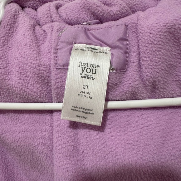 Carter’s Toddler Girls’ Winter Puffer Jacket Purple 2T - Picture 9 of 9